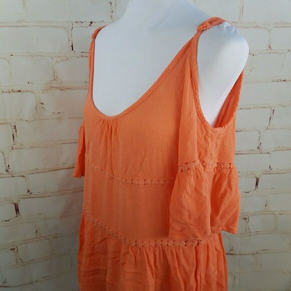 3/$25 orange cold shoulder top boho small - Picture 7 of 7
